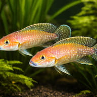 Telmatochromis dhondti orange 4 — pair in a planted aquarium — representative image - view 2
