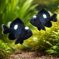 Threespot dascyllus - Marine Aquarium Livestock (Dascyllus trimaculatus) — Threespot Dascyllus — pair in a planted aquarium - view 2