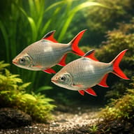 Tinfoil Barbs - Fast-Growing Shoaler — Tinfoil Barbs — pair in a planted aquarium — representative image - view 2