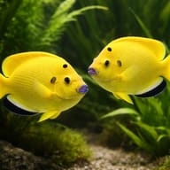 Treespot Angelfish (Apolemichthys trimaculatus) M — pair in a planted aquarium — representative image - view 2