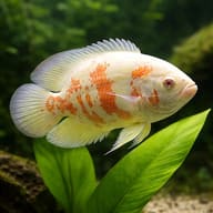 Oscar albino (Astronotus ocellatus albino) in a planted aquarium - view 4