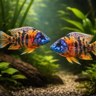 Calico Peacock Cichlid pair in a Malawi-style aquarium — representative image - view 2