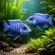Two representative Flavescent Peacock Cichlids; each sale quantity is one unsexed fish - view 2
