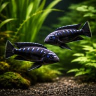 Two representative Neon Spot mbuna in a planted aquarium — representative image - view 2