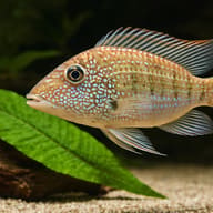 Threespot Eartheater (Satanoperca daemon) near aquarium plants for scale — representative image - view 4