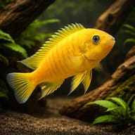 Daktari Cichlid — Yellow Daktari Mbuna (Maylandia sp. 'daktari') in a representative aquarium scene — representative image - view 1