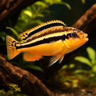 Golden Mbuna Auratus Cichlid (Melanochromis auratus) showing bold Malawi colour — representative image - view 1