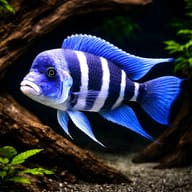 Frontosa Cichlid (Cyphotilapia frontosa) in a planted aquarium - view 1