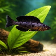 Kiriza Smallscale Cyprichromis (Cyprichromis microlepidotus) side profile above rock edge — representative image - view 4