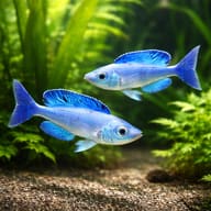 Cyprichromis lept. kitumba jumbo pair in a planted aquarium - view 2