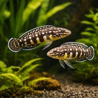 Marlier's Julie pair near Tanganyika rockwork (Julidochromis marlieri) — representative image - view 2