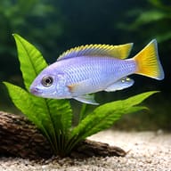 Representative Yellow-Tail Acei Luwala showing a blue-purple body and yellow fins — representative image - view 4