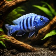 Blue Gold mbuna representative illustration showing a blue barred adult; not the fish dispatched — representative image - view 1