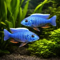 Jackson's Nkata (Haplochromis jacksoni ahli) pair in a planted aquarium - view 2