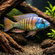 Haplochromis sp. ch 44 in a planted aquarium - view 1