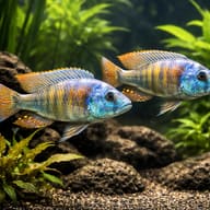 Haplochromis sp. ch 44 pair in a planted aquarium - view 2