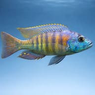 Haplochromis sp. ch 44 side profile on a plain background - view 3