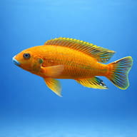 William's Mbuna Care — Illustrative side view of an orange mbuna-style cichlid - view 3