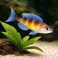 Cyprichromis zonatus — Representative digital illustration of a Zonatus Cichlid showing scales, bands and fin shape - view 4