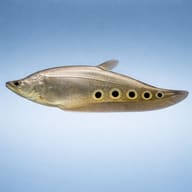 Clown Knifefish (Notopterus chitala) with driftwood cover in spacious predator setup — representative image - view 3