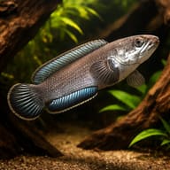 Assam Dwarf Snakehead (Channa gachua) in covered planted aquarium — representative image - view 1