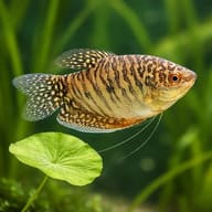 Gold Gourami (Trichopodus trichopterus) close-up among aquarium plants — representative image - view 4