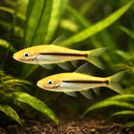 Chinese algae eater black (Gyrinocheilus aymonieri black gold) pair in a planted aquarium - view 2