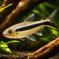 Penguin Tetra (Thayeria boehlkei) in a planted aquarium - view 1