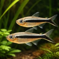Penguin Tetra (Thayeria boehlkei) pair in a planted aquarium - view 2