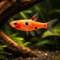 Dwarf Rasbora Boraras maculatus shoal in planted nano aquarium — representative image - view 1