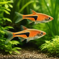 Representative pair of Lambchop Rasboras in a planted aquarium - view 2