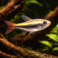 Loreto tetra (Hyphessobrycon loretoensis) in a planted aquarium - view 1