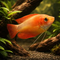 Orange Thick-Lipped Gourami (Colisa labiosa) in a planted aquarium - view 1