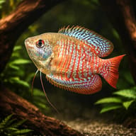Rainbow Dwarf Gourami (Colisa lalia rainbow) in a planted aquarium - view 1