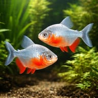 Representative illustration of two juvenile Red-Bellied Pacu; one fish is supplied per quantity - view 2