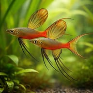 Threadfin Rainbowfish pair in a calm planted aquarium (Iriatherina werneri) — representative image - view 2