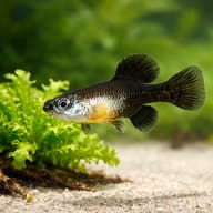 Twoline Skiffia (Skiffia bilineata) beside aquarium plants, representative illustration — representative image - view 4