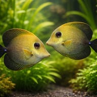 Twotone tang - Marine Aquarium Livestock — Twotone Tang M — pair in a planted aquarium — representative image - view 2