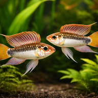 Uapesi Dwarf Cichlid Sao Gabriel — pair in a planted aquarium — representative image - view 2