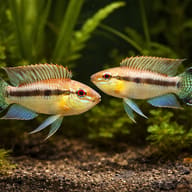 Uapesi Dwarf Cichlid urubaxi — pair in a planted aquarium — representative image - view 2