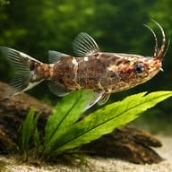 Black Upside-Down Catfish (Synodontis nigriventris) scale and plant-cover view — representative image - view 4