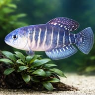 Variable Pearfish size reference beside aquarium plants — representative image - view 4