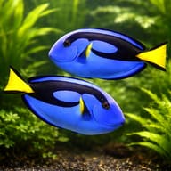 Palette surgeonfish — Vibrant Paracanthurus Hepatus Surgeon Fish for UK — pair in a planted aquarium — representative image - view 2