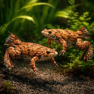 Volcano clawed frog — pair in a planted aquarium — representative image - view 2