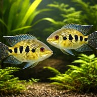 Spotted Tilapia / Tiger Cichlid (Pelmatolapia mariae) - planted pair view — representative image - view 2