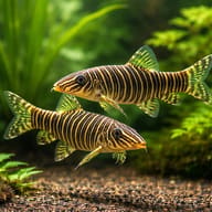 Zebra Loach (Botia striata) — pair in a planted aquarium — representative image - view 2
