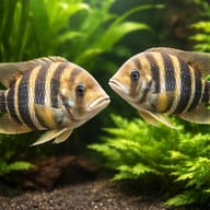 Zebra Tilapia / Buttikoferi Cichlid (Heterotilapia buettikoferi) - planted pair view — representative image - view 2
