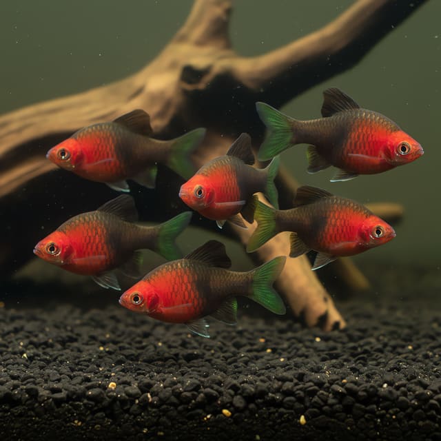 5 X Black Ruby Barbs (Pethia nigrofasciata)
