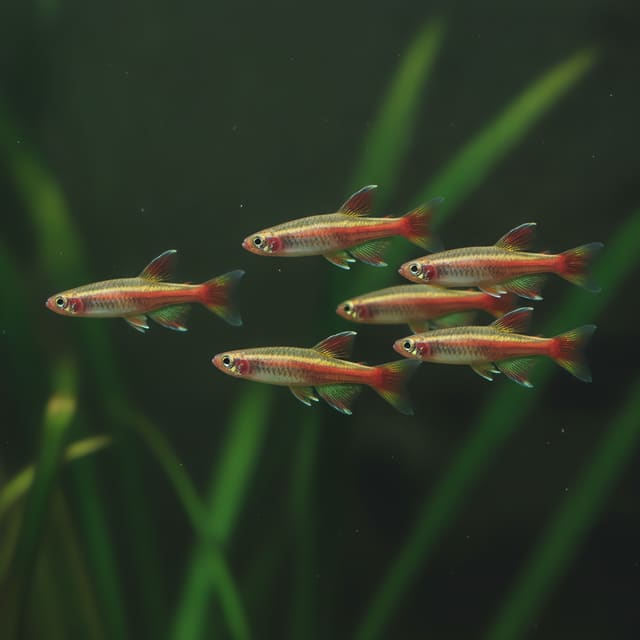 5 X Long Fin White Cloud Mountain Minnows (Tanichthys albonubes long fin)