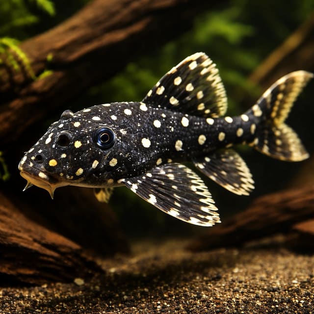 Albino Polka Dot Lyre Tail Pleco (Acanthicus adonis) - stunning large pleco with dramatic lyre tail